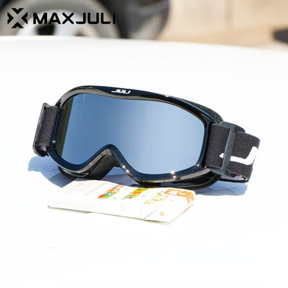 Black MAXJULI Over-the-Glasses Ski Goggles with Silver Lens and Single-Piece Checkout Option