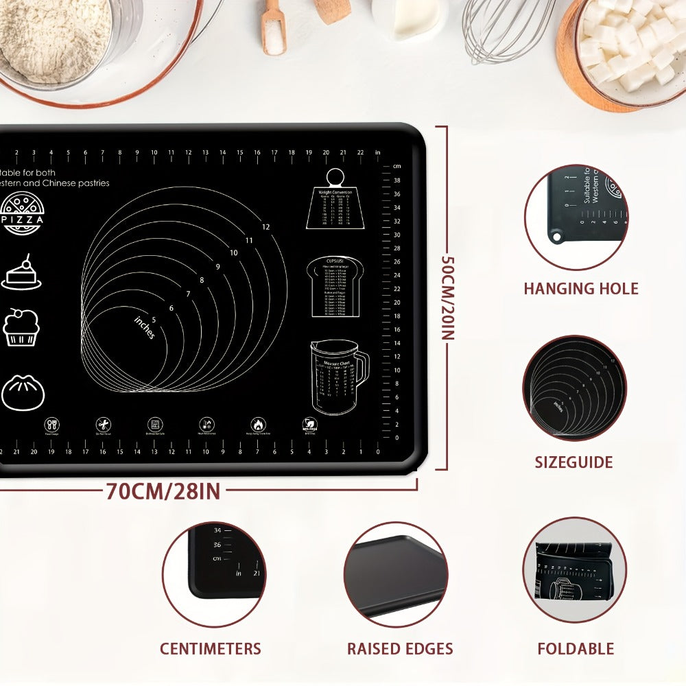 Silicone Pastry Mat Extra Thick Baking Mat with Measurements for Dough Rolling Pizza Cake for Entryways, Bedrooms and Living Spaces