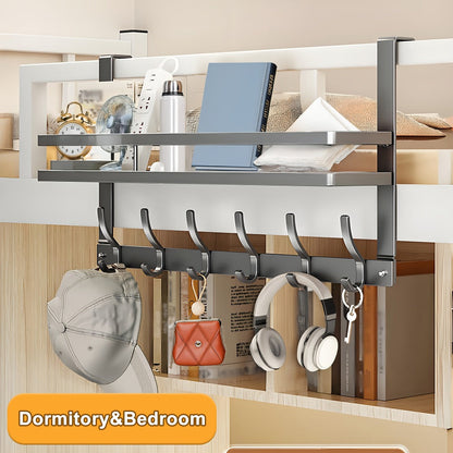 Over Door Hook Rack Metal | No Drill Behind Door Organizer with 5 6 8 Hooks for Clothes Bags Keys Towels – Space-Saving Wall Mount Storage