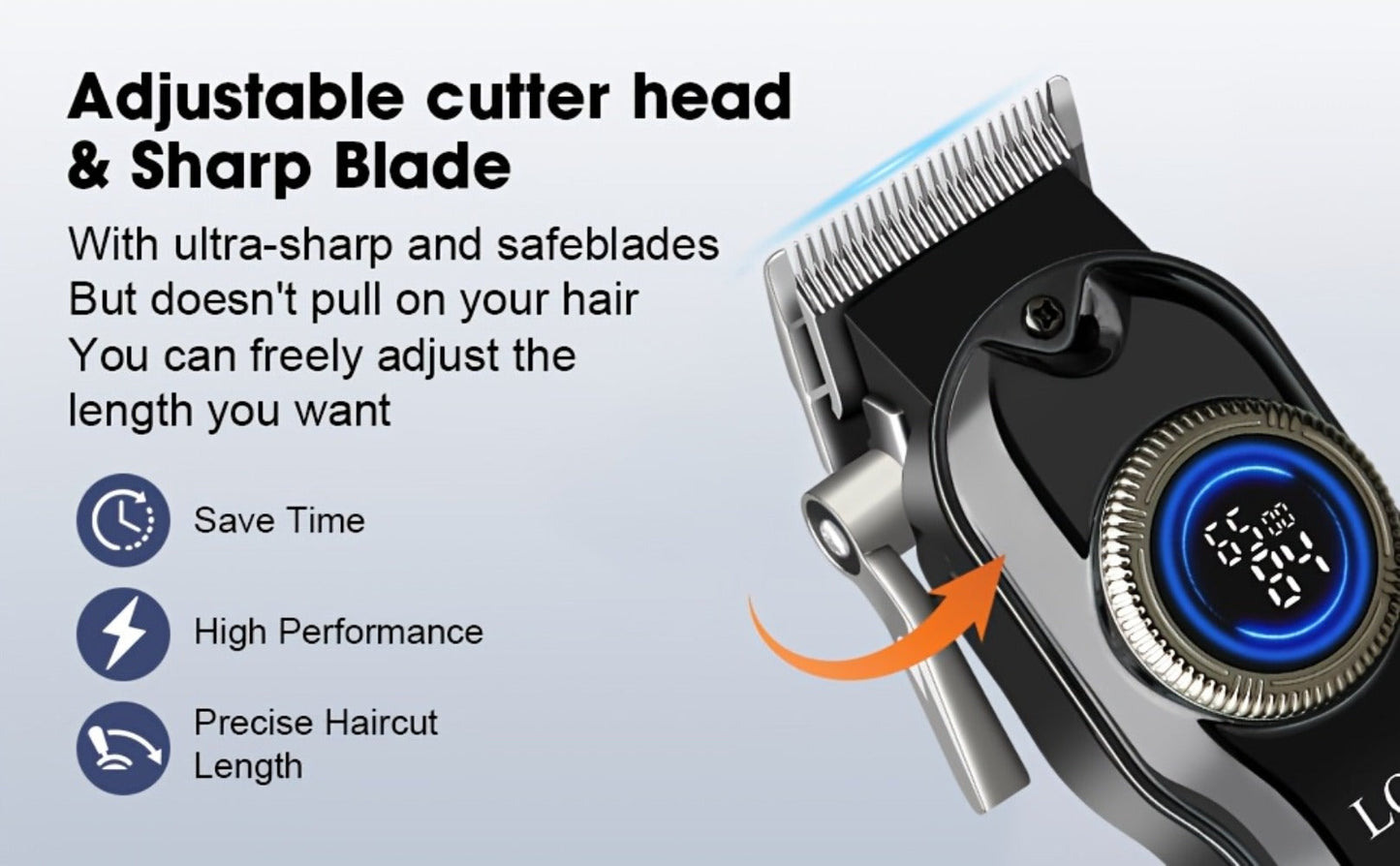 Hair Clipper LQT Blue Multi-Tool Grooming Set Options with Digital Displays, USB Charging and Guide Combs