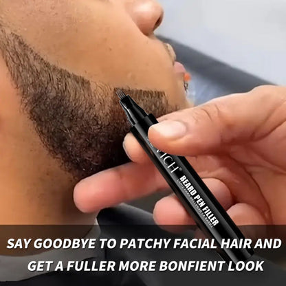 Beard Filler Pencil with Brush, Waterproof Beard Pencil for Fuller Thicker Beard, Fills Sparse Patchy Beard & Mustache