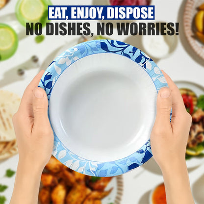 Botanical Leaf Paper Plates 10 Inch Disposable Soak-Proof Cut-Resistant for Parties Events Daily Use