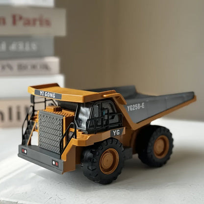 RC Construction Truck Toy 1:24 Scale Alloy Bulldozer Dump Truck & Excavator, 11-Channel Remote Control with Forward