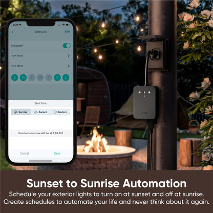 Wyze Outdoor Smart Plug Dual Independent Outlets, WiFi, Energy Monitoring, Built-in Light Sensor
