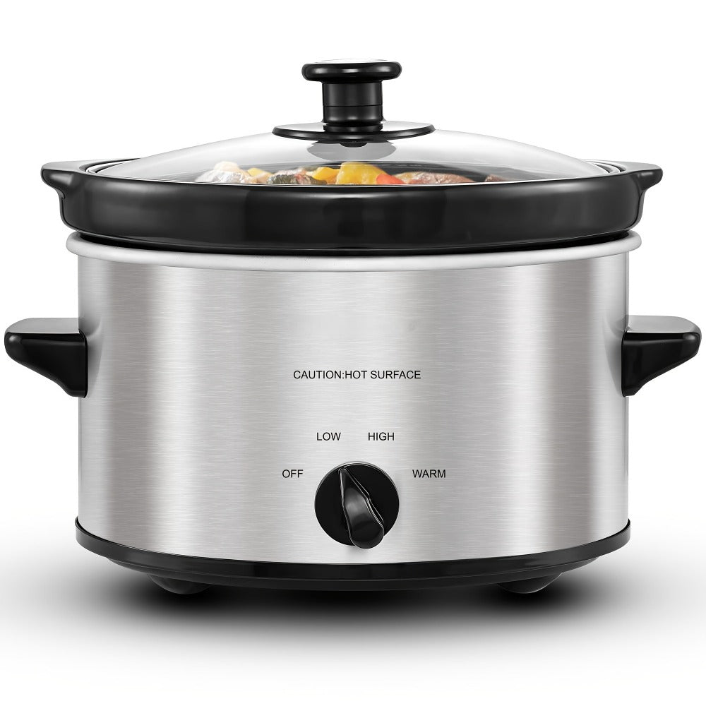 Mini Slow Cooker 1.5QT & 2.0QT with Adjustable Temperature Ceramic Crock & Glass Lid, Small Slow Cooker for Sauces Dips Soups Stews