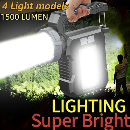 Solar Flashlight USB Rechargeable Ultra-Bright LED, 4 Lighting Modes Portable Solar Torch with Battery Indicator