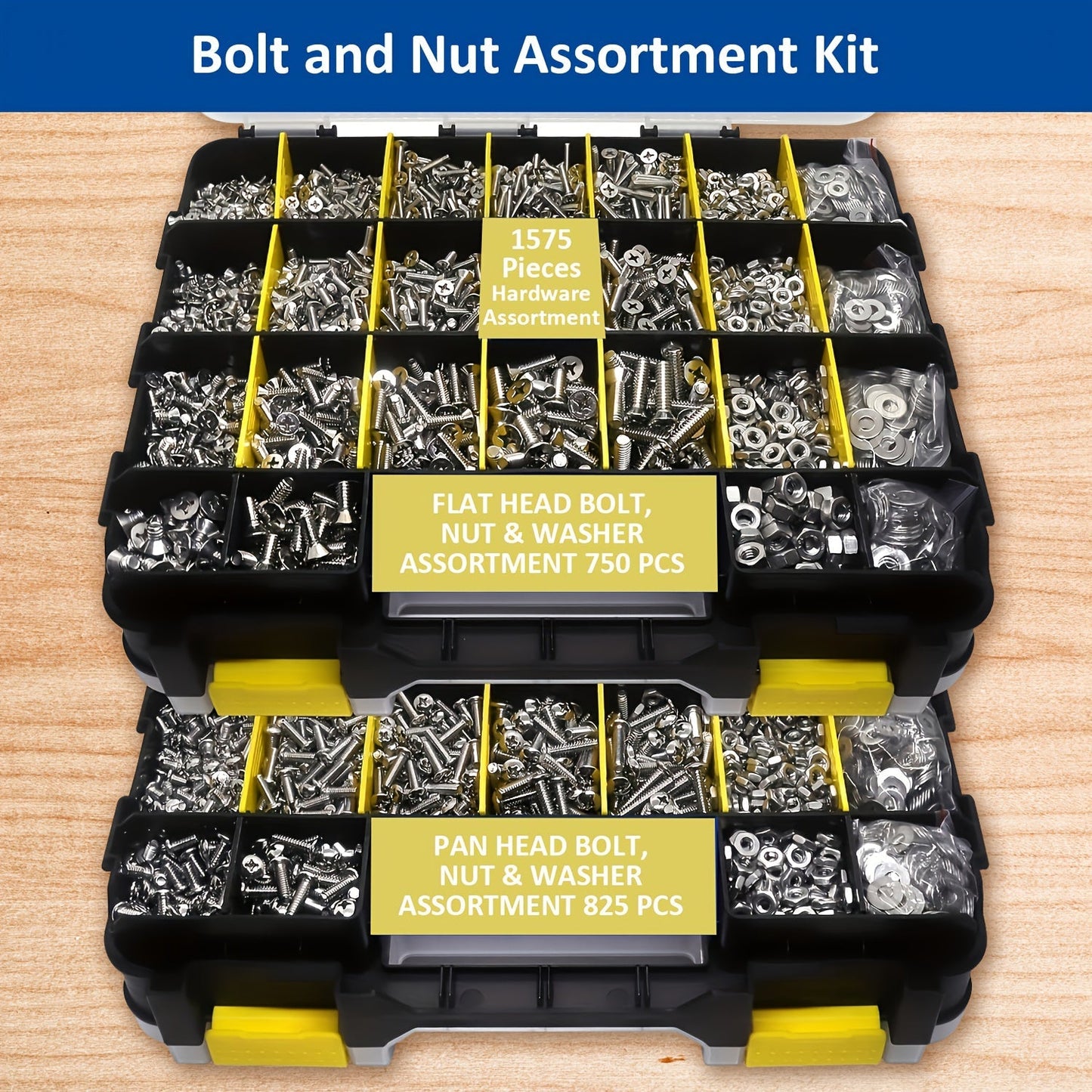 1575pcs 304 Stainless Steel Nuts and Bolts Assortment Kit for Entryways, Bedrooms and Living Spaces