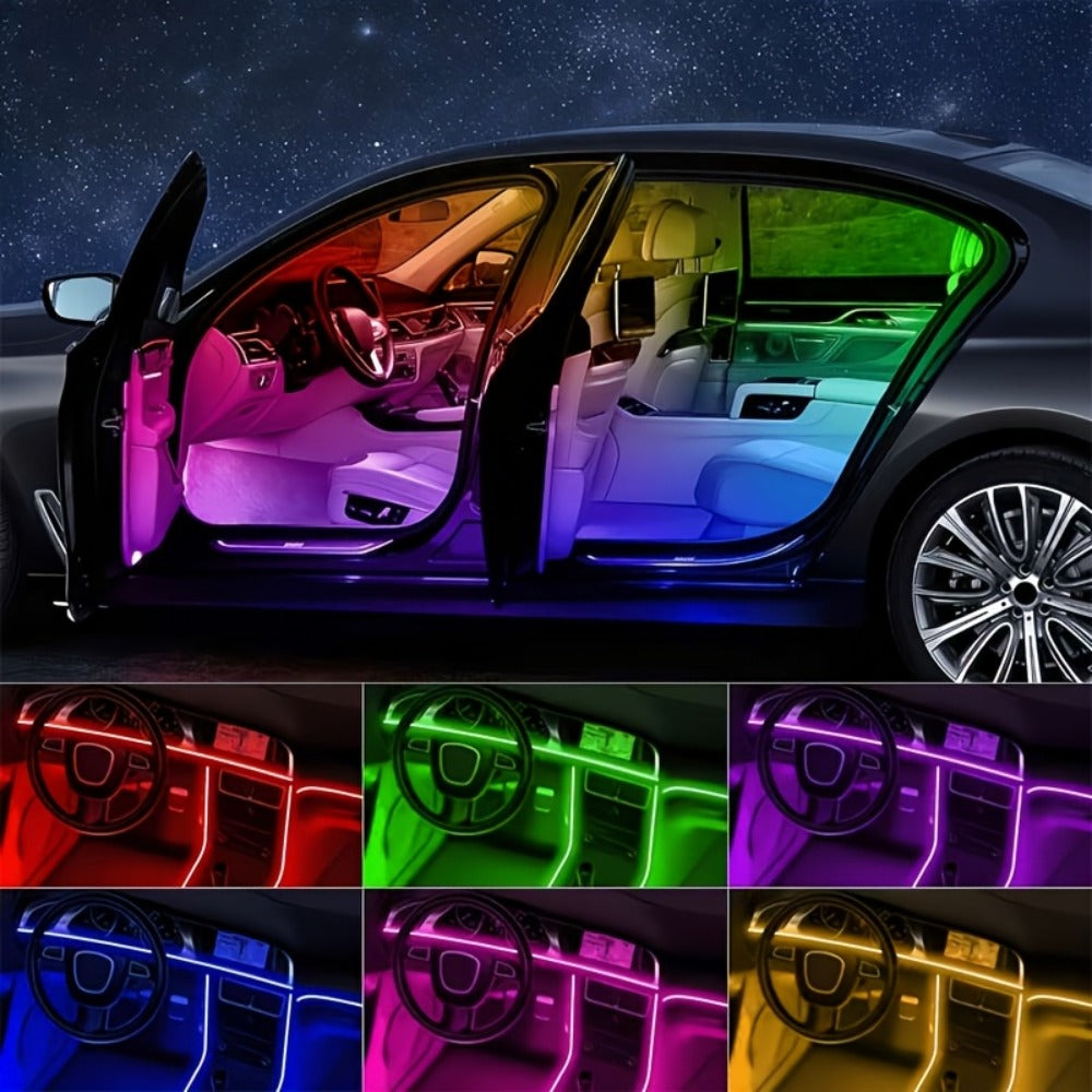 Four-Strip 48-LED RGB Car Interior Light Kit with App, Remote or USB and Remote Control Options