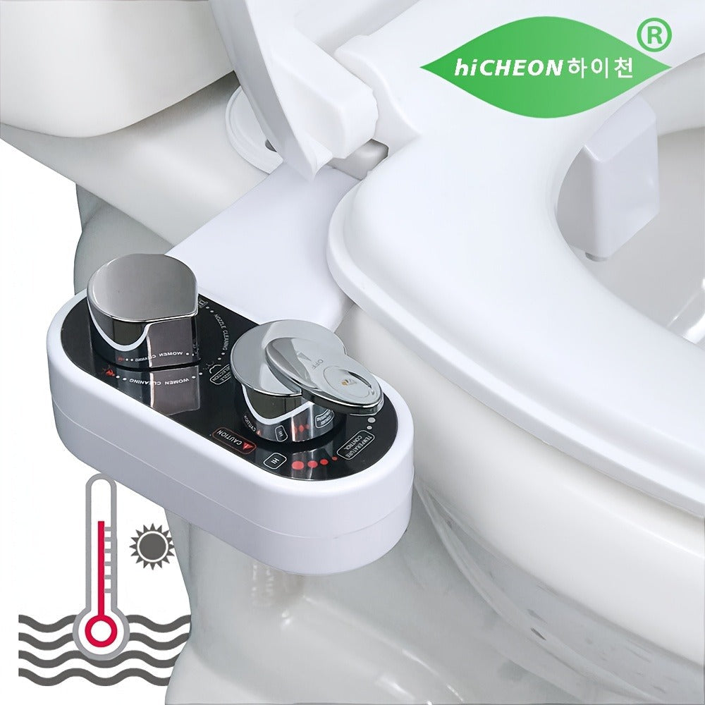 Bidet Attachment Hot and Cold Water, Dual Nozzle Non-Electric Toilet Seat Bidet, Rear & Feminine Wash