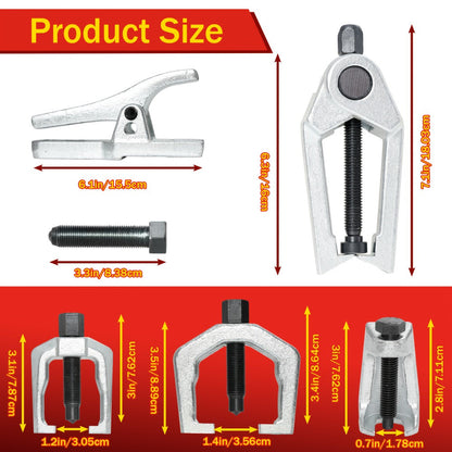 Five-Piece Ball Joint Separator and Puller Tool Set with Red Carry Case and Five Distinct Tool Profiles