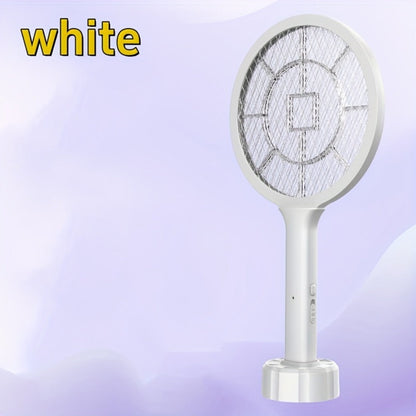 Electric Mosquito Swatter Racket Bug Zapper with LED Night Light & USB Charging, Handheld Insect with Base Stand