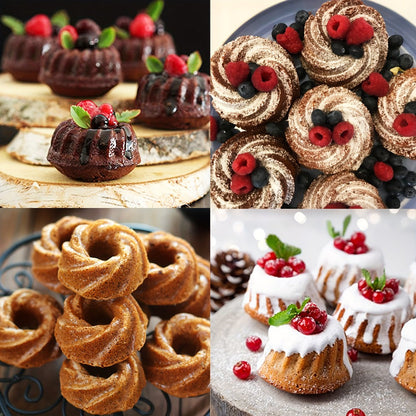 Silicone Donut Mold 48pcs, Nonstick Silicone Baking Cups with 4 Shapes (Thread, Woven, Pumpkin, Flower), Muffin Jello Bagel Pan