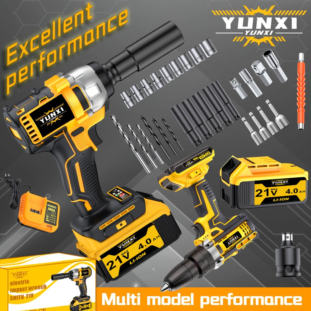 21V Cordless Drill Brushless Impact Wrench Multifunctional, Lithium Battery, Quick Charger, Variable Speed