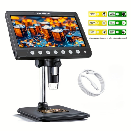 1200X Digital Microscope 7-Inch IPS Screen, WINWEND USB Coin & Soldering Microscope with 8 Adjustable LED Lights