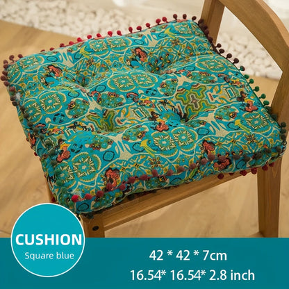 Moroccan Boho Chair Cushion Seat Pad with Cover Fiberfill Stuffed Bohemian Floor Cushion for Entryways, Bedrooms and Living Spaces