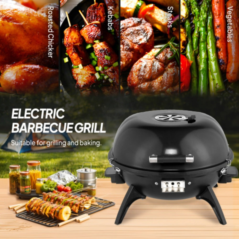 Electric Indoor Grill Smokeless Vertical Design 1.12 SqFt Griddle Warming Rack Adjustable Temp for Grilling, Camping and Outdoor Meals