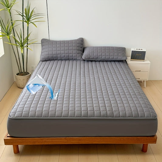 Channel-Quilted Fitted Mattress Protector in Six Colors and Full, Queen or King Size Options