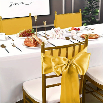 100pcs Satin Chair Sashes Bows for Wedding Banquet Party Event Decoration, 13 Colors, 18×275cm