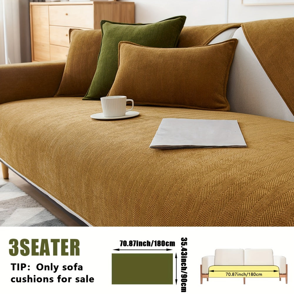 Sofa Cover Ribbed Chenille Stretch Panels for 1 to 4 Seats, Armrests or Cushions with Model-Specific Size and Color Options