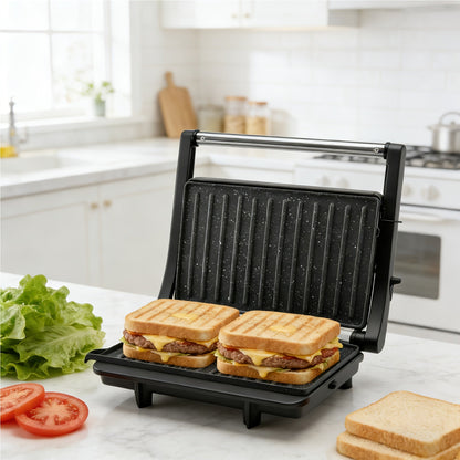 Panini Press Grill 3-in-1 Electric Indoor Grill with Non-Stick Plates - 180° Flat Grill for Entryways, Bedrooms and Living Spaces