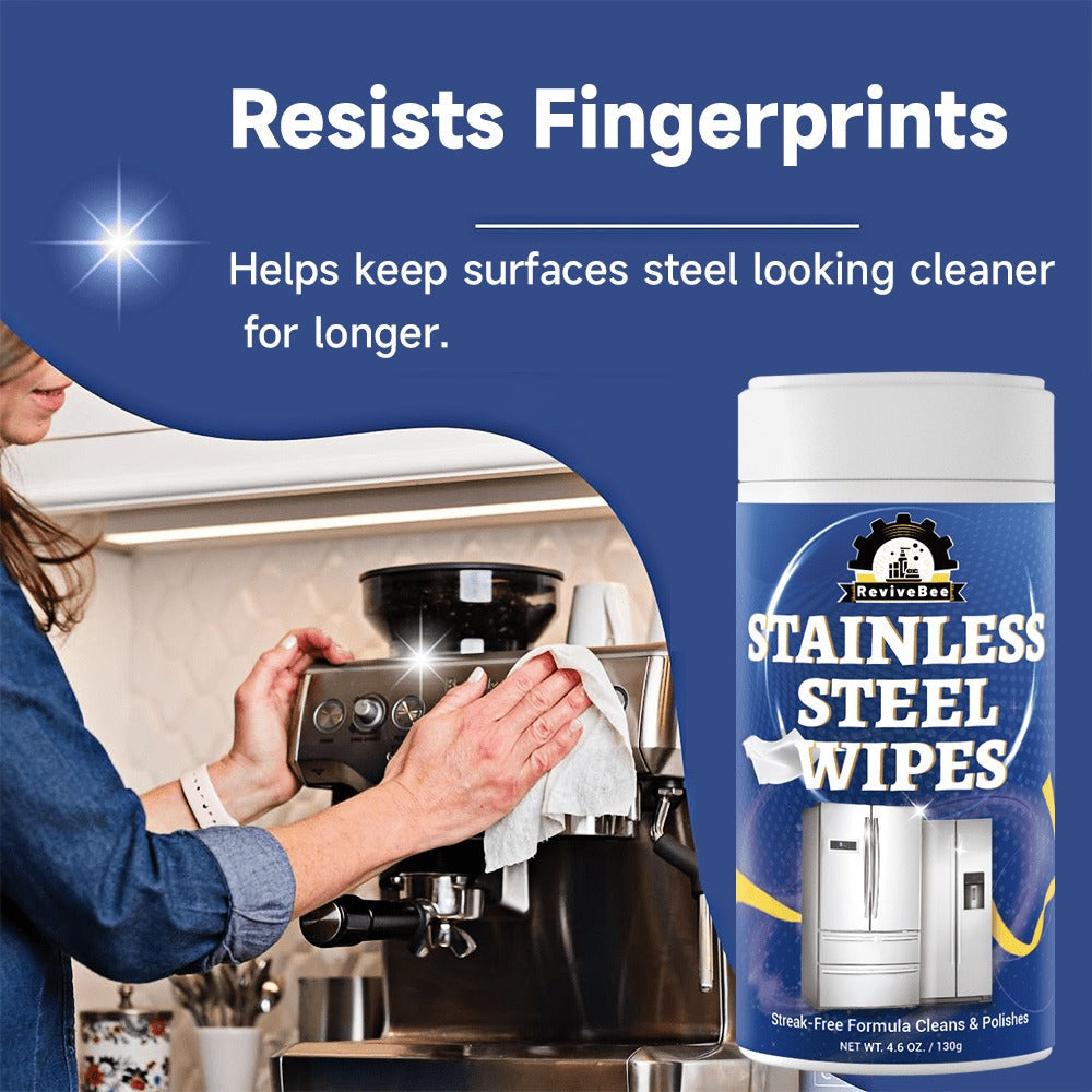 Stainless Steel Cleaning Wipes Kitchen 1 or 2 Barrel – Gentle Formula Safe for Hands, Quick Deep Cleaning of Stainless Steel Appliances
