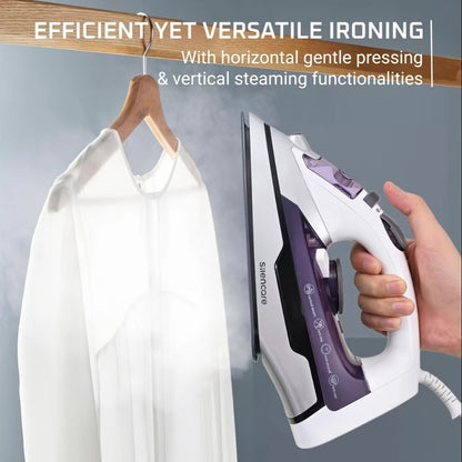 Steam Clothes Iron with Ceramic Coated Soleplate – Precision Thermostat, 3-Way Auto-Off, Self-Cleaning, Anti-Calcium & Anti-Drip