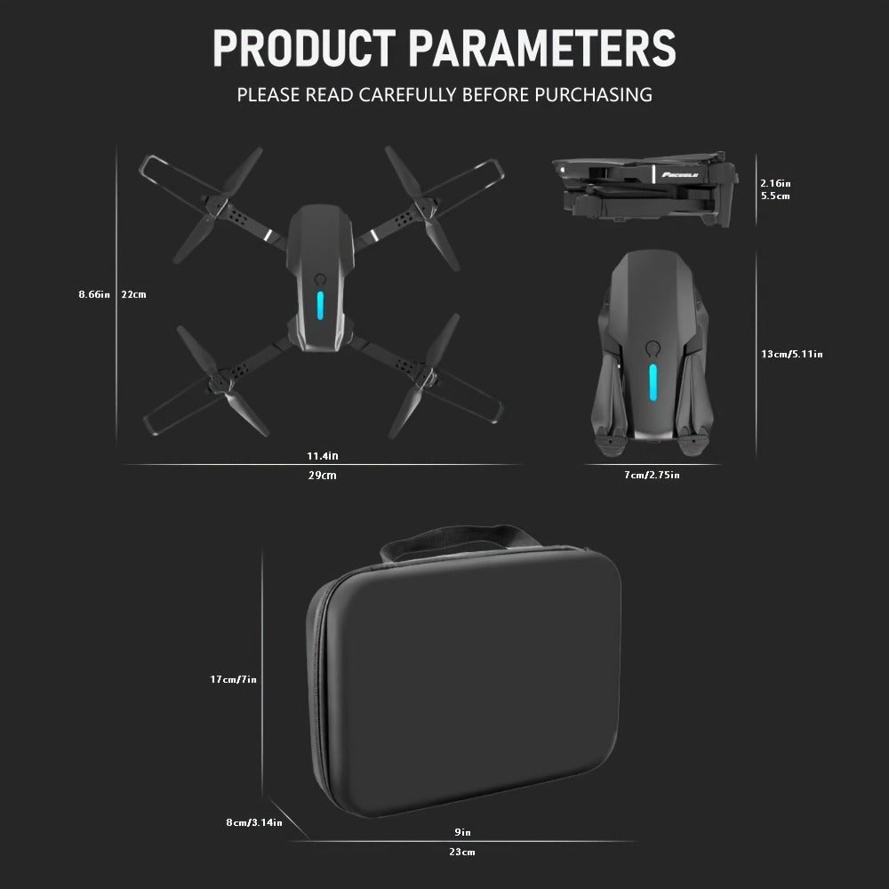 E88 Foldable Drone with Dual Camera with the Listed Color, Size or Set Options for Everyday Use