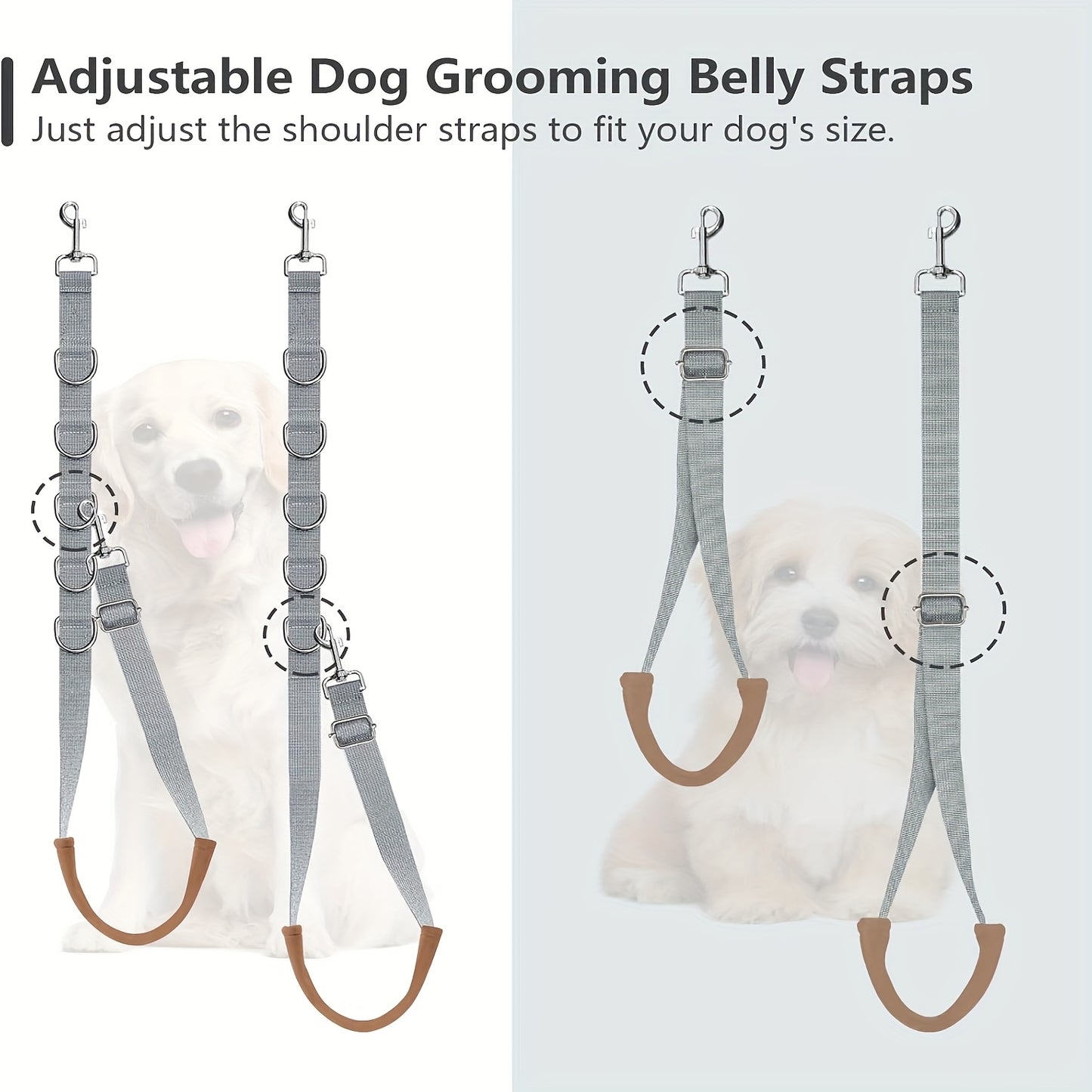 Dog Grooming Traction Rope Set 3pcs – Adjustable Restraint Loop with Rings, No Battery Needed, Pet Bathing & Styling Restraint Accessories
