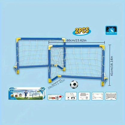 Kids Youth Football Goal Set, 2pcs Portable Easy-Assemble Soccer Goals for Indoor & Outdoor Play