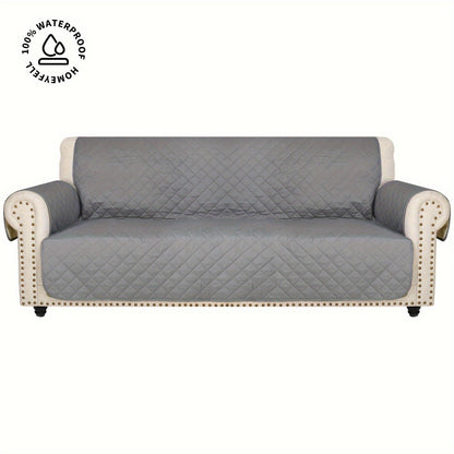 Sofa Cover Quilted Microfiber Three-Seat Panel Set with Two Foam Tubes, Straps and Side Pocket