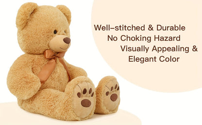Stuffed Animal Giant Brown Teddy Bear with Oversized Seated Shape and Photo-Color Option for Room Decor