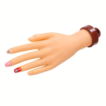 Silicone Nail Practice Hand Model with Desktop Stand – Flexible Realistic Fake Hand for Nail Art Training