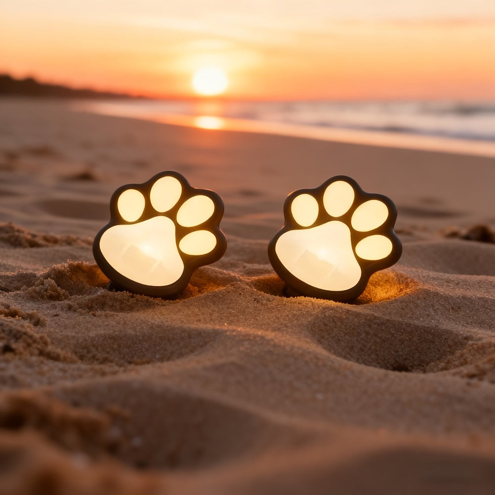 Solar Paw Print Garden Lights 2-Pack, LED Outdoor Path Lights IPX4, Lawn Terrace Yard Decor for Wedding Party Christmas Valentine