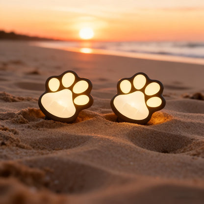 Solar Paw Print Garden Lights 2-Pack, LED Outdoor Path Lights IPX4, Lawn Terrace Yard Decor for Wedding Party Christmas Valentine
