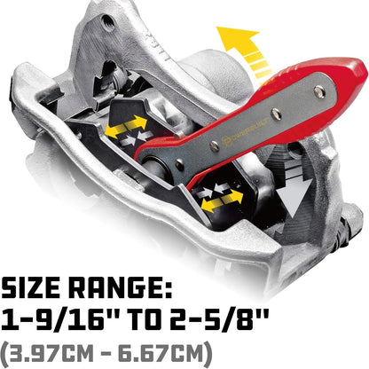 Brake Caliper Compression Tool Set – Quad Disc Piston Ratchet Press with 4 Spreader Plates, Car Brake Pad Retractor Compressor for Brake