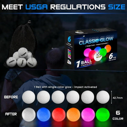 LED Golf Balls Glow in the Dark, Ultra-Bright 3-LED Night Golf Balls with 8-Min Reset Timer & Mesh Bag
