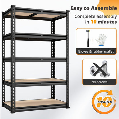 5-Tier Garage Shelving Unit with Adjustable Steel Shelves in Three Size and Capacity Options for Garage, Basement or Workshop