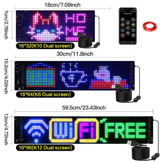 RGB LED Pixel Display Wall Art App Control USB Powered - Colorful Programmable Flexible Screen for an Everyday Personal Care Routine
