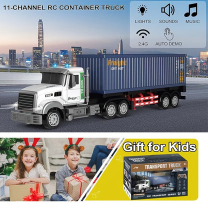 RC Container Semi Truck 1:24 Scale 23.6-Inch Extra Large, 2.4G 100ft Range, Load Cargo, USB Rechargeable