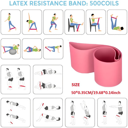 Yoga Fitness Set 11-Piece – Elastic & Resistance Bands, Yoga Ball, Stretching Band & Pilates Abdominal Hip Training Kit for Women Home