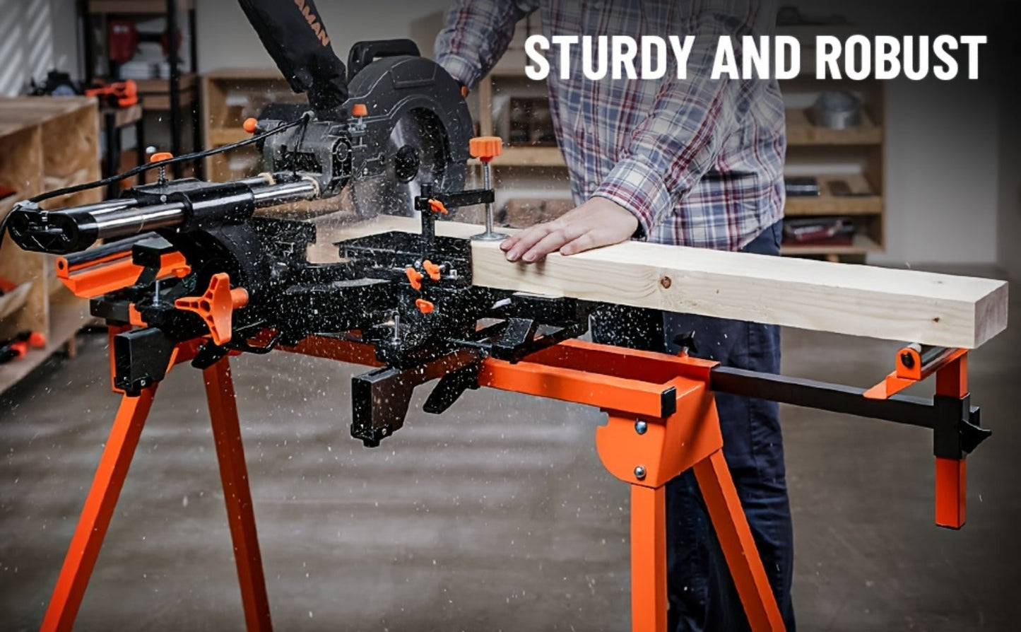 Miter Saw Stand with 78-1/8" Sliding Rail, 3-Step Quick Fold, Universal Fit for DeWalt Makita Bosch & Most Miter Saw Brands