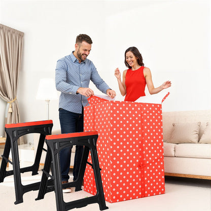 Folding Sawhorse 2 Pack Portable Work Support Horses Foldable Steel Saw Horse Set with Legs for Workshop Garage DIY Projects