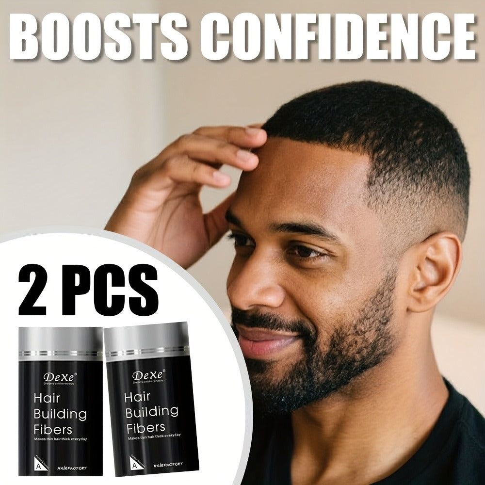 DeXe Hair Fiber Powder 2pcs x 22g, Natural Fine Thickening Fibers for Thinning Hair & Bald Spot Coverage