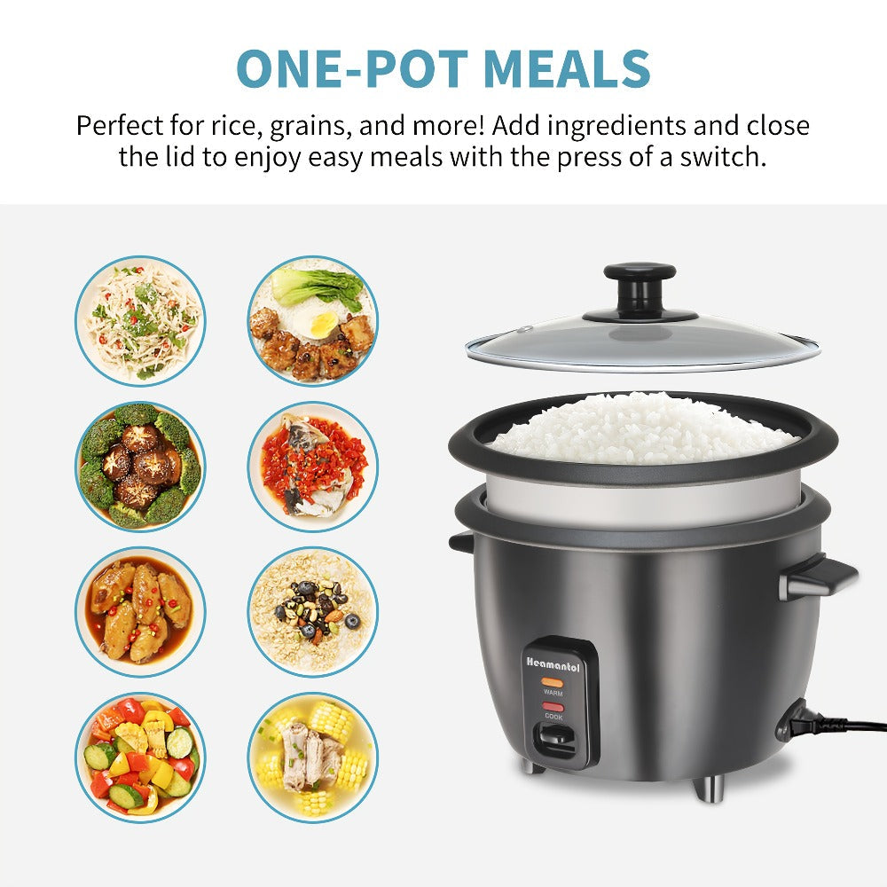 Rice Cooker & Yogurt Maker 3-Cup Nonstick, 1.5Qt Multicooker with Auto Keep, One-Touch Operation