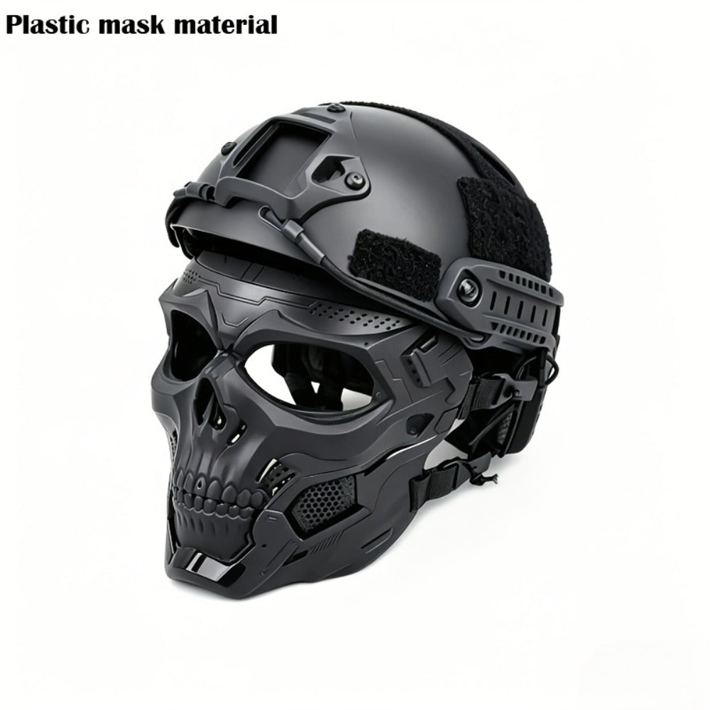 Costume Accessories Tactical Helmet and Skull Mask Set with ABS Shell, Adjustable Dial and Black Finish