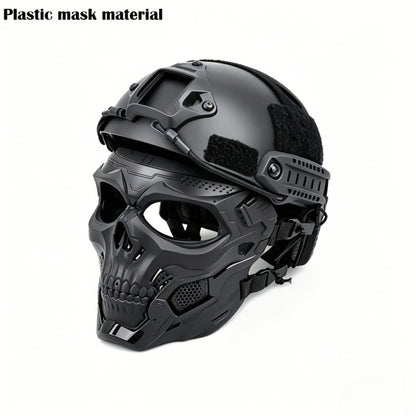 Costume Accessories Tactical Helmet and Skull Mask Set with ABS Shell, Adjustable Dial and Black Finish