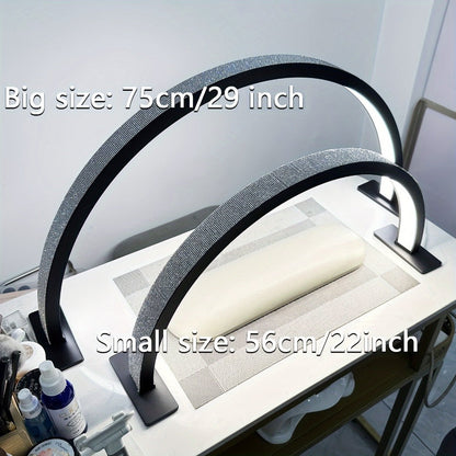 Nail Studio Lamp 29-Inch LED Half-Moon Desk Light with Three Color Temperatures and Adjustable Brightness for Nail Work