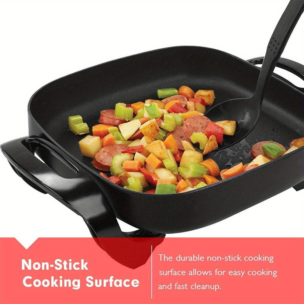Electric Skillet 12x12 Inch Nonstick Ceramic with Glass Lid 1400W Adjustable Temperature up to 420°F