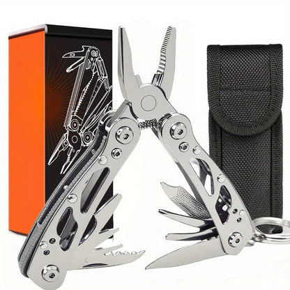Multitool Pliers Folding Pocket, Carbon Steel Multi-Function Pliers with Wire Cutter Screwdriver & Anti-Slip Handle