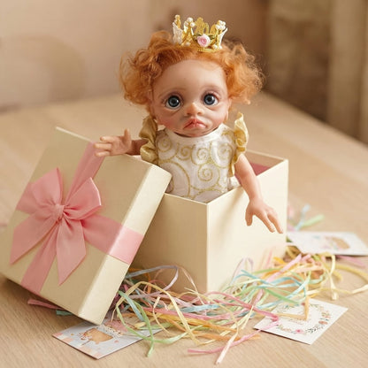 Fairy Elf Reborn Doll 15 Inch Vinyl Full Body Hand-Painted Collectible Art Doll with Wavy Hair & Crown